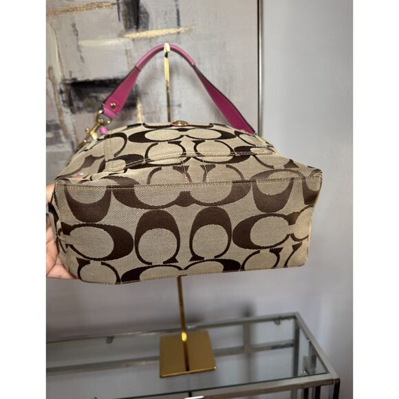 💖 Vintage Coach Pink & Signature Canvas Shoulder Bag 💖 - Picture 6 of 8